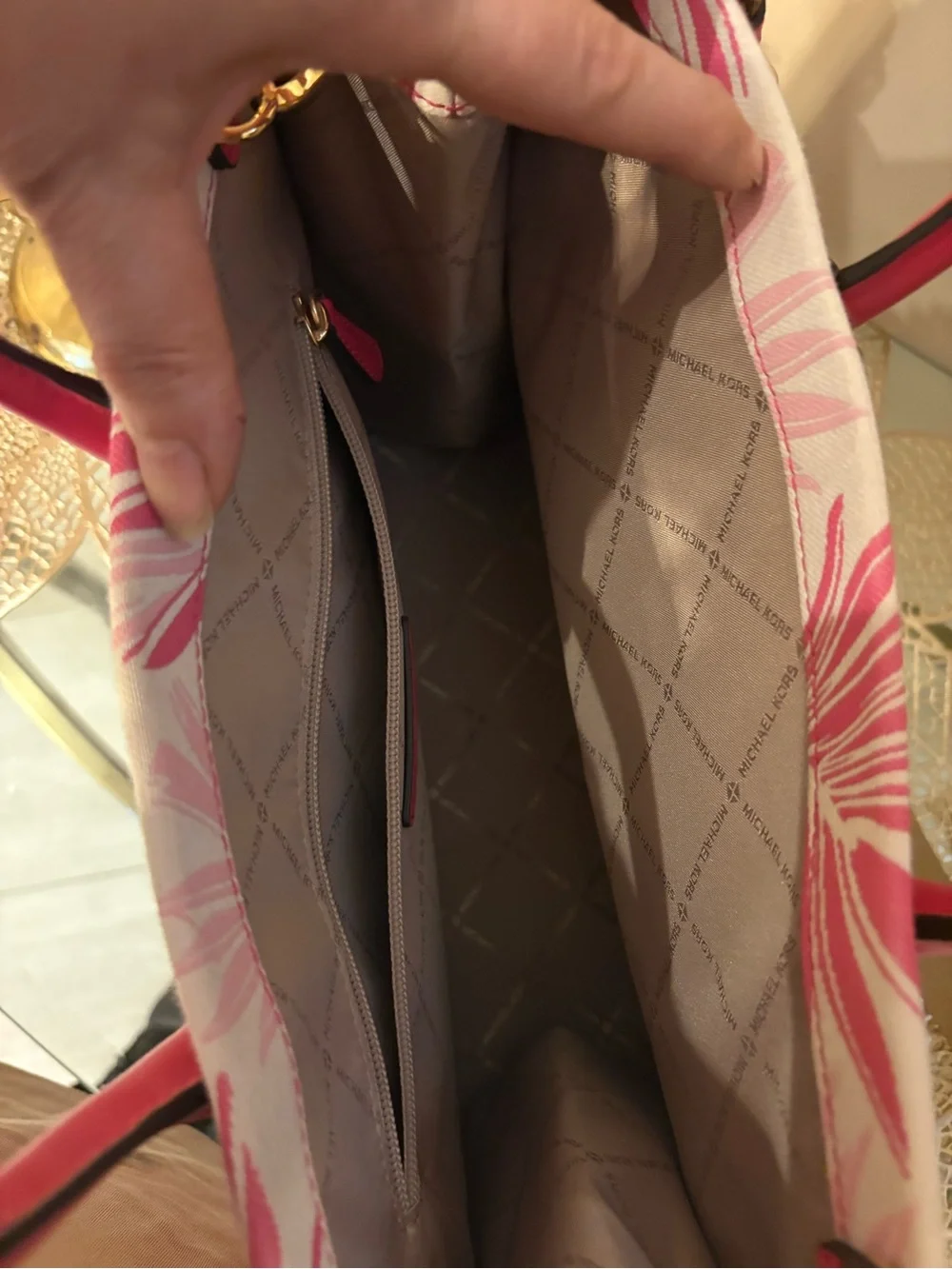 Michael Kors Hot Pink Palm-Print Tote